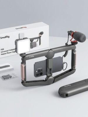 مقبض ريج تصوير سينمائي سمول ريج SmallRig P20 القابل للطي للجوال مع الميكروفون والإضاءة