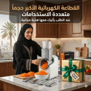 القطاعة الكهربائية الأكبر حجماً لتقطيع وبشر الجبن والخضروات والفواكة متعددة الإستخدامات بضمان عامين مع هدية مجانية