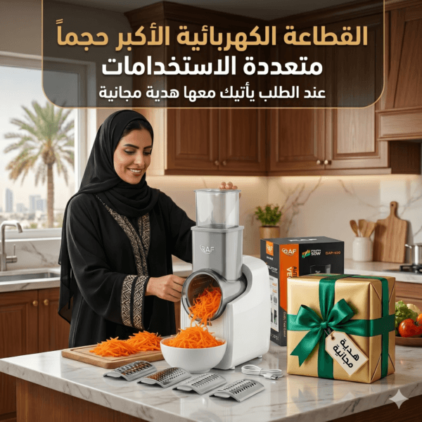 القطاعة الكهربائية الأكبر حجماً لتقطيع وبشر الجبن والخضروات والفواكة متعددة الإستخدامات بضمان عامين مع هدية مجانية