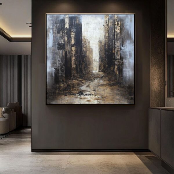 4124d00e-5244-4d25-9a25-8c78209c67d2.jpg لوحة زيتية تجريدية عمارة حضرية مرسومة يدويًا كبيرة