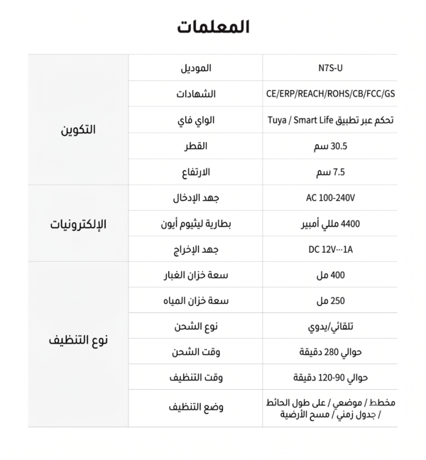مكنسة روبوتية ذكية LIECTROUX بقوة شفط 4000 باسكال من إيلاراف