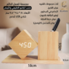 منظم مكتب خشبي ذكي يعرض شاشة الساعة الرقمية بوضوح