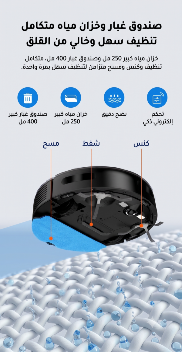 مكنسة روبوتية ذكية LIECTROUX بقوة شفط 4000 باسكال من إيلاراف